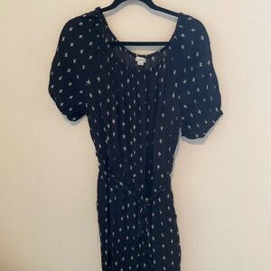 LOFT Off Shoulder Black and White Wide Leg Jumpsuit With Pockets Size Large